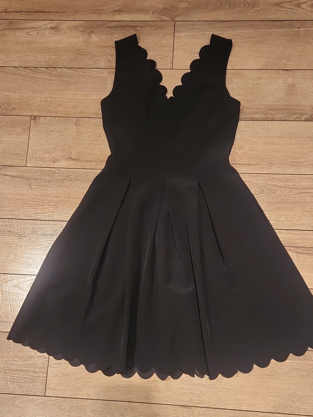 Banana Republic Black Scallop V-Neck Mini Dress